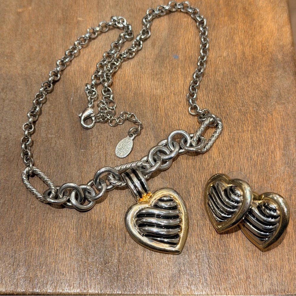 Bijoux Terner Gold and Silver Heart Necklace Set